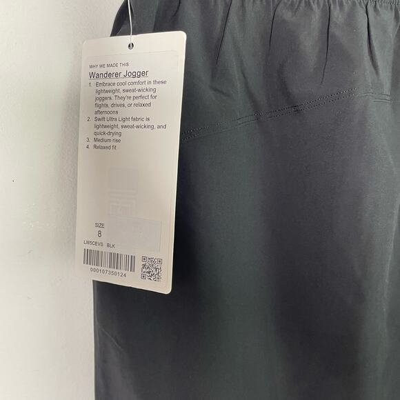 lululemon Black Wanderer Medium Rise Relaxed Fit Pants — Women's Size 8 NWT NEW - Picture 4 of 13